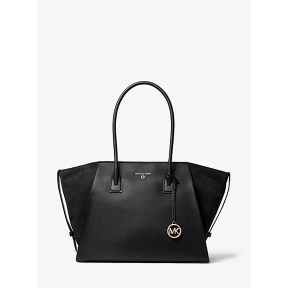MICHAEL MICHAEL KORS Avril Extra-Large Leather Top-Zip Tote Bag black gold